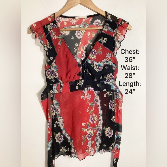 Forever 21 Y2K Vtg Fairy Babydoll Top Teen L Tie Back Sheer Bold Lorelei Gilmore - Picture 4 of 16